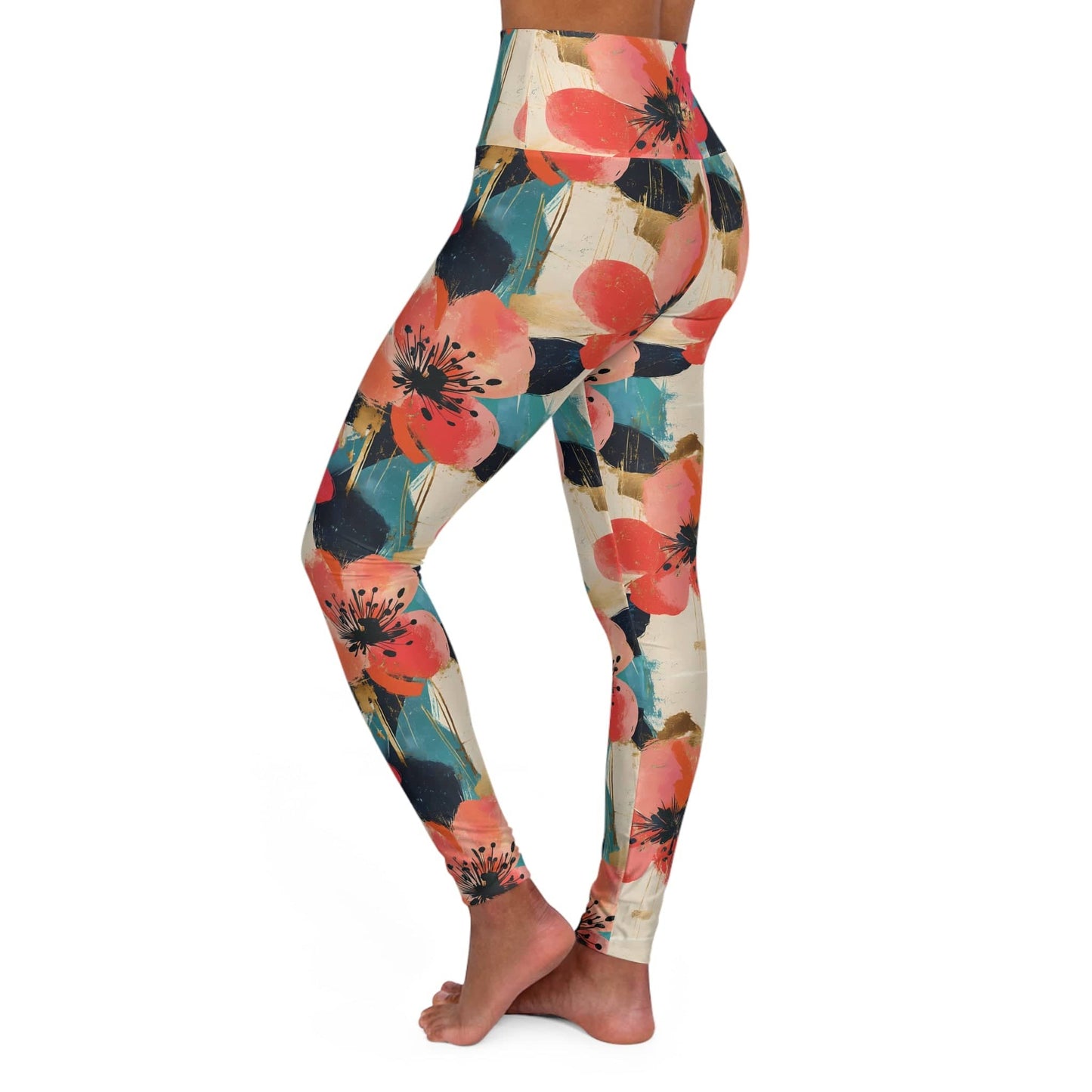 High Waisted Leggings, Floral Burst