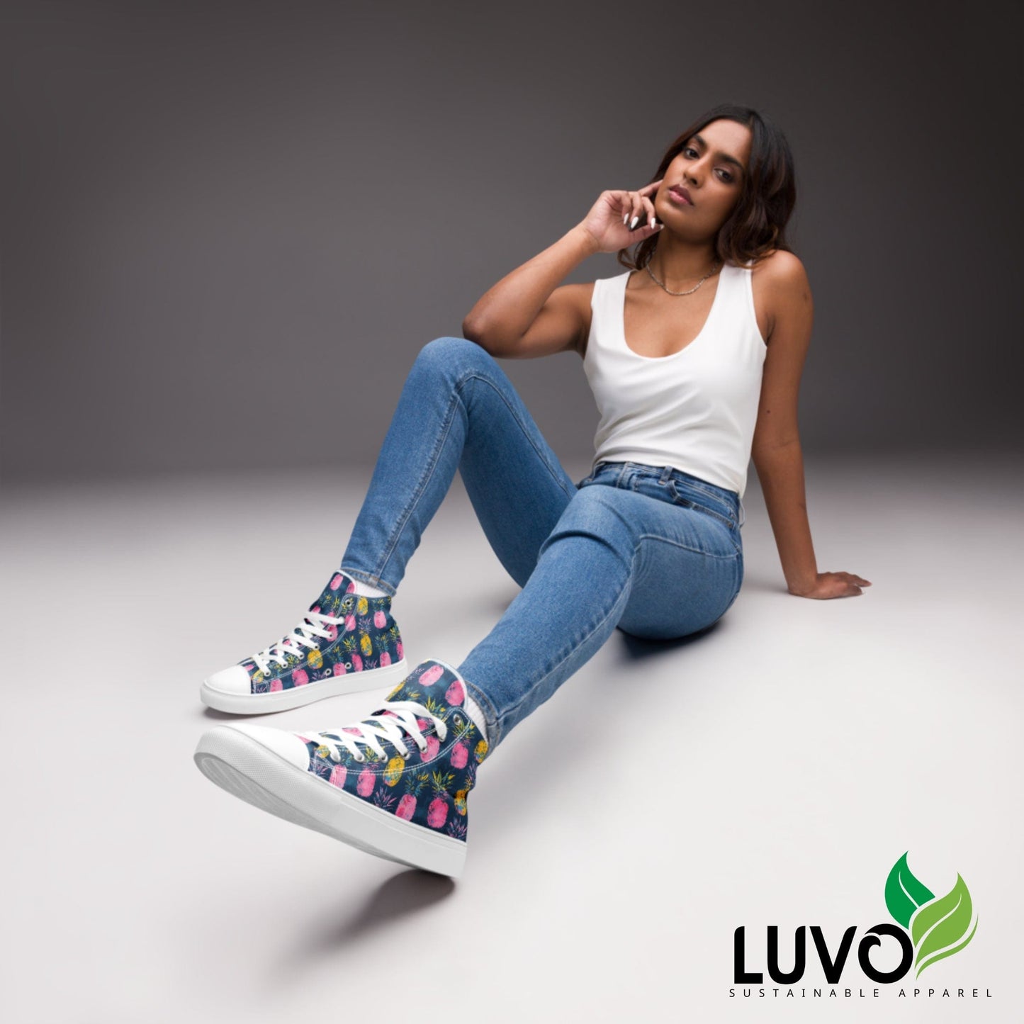 Colorful Pineapple High Top Canvas Shoes