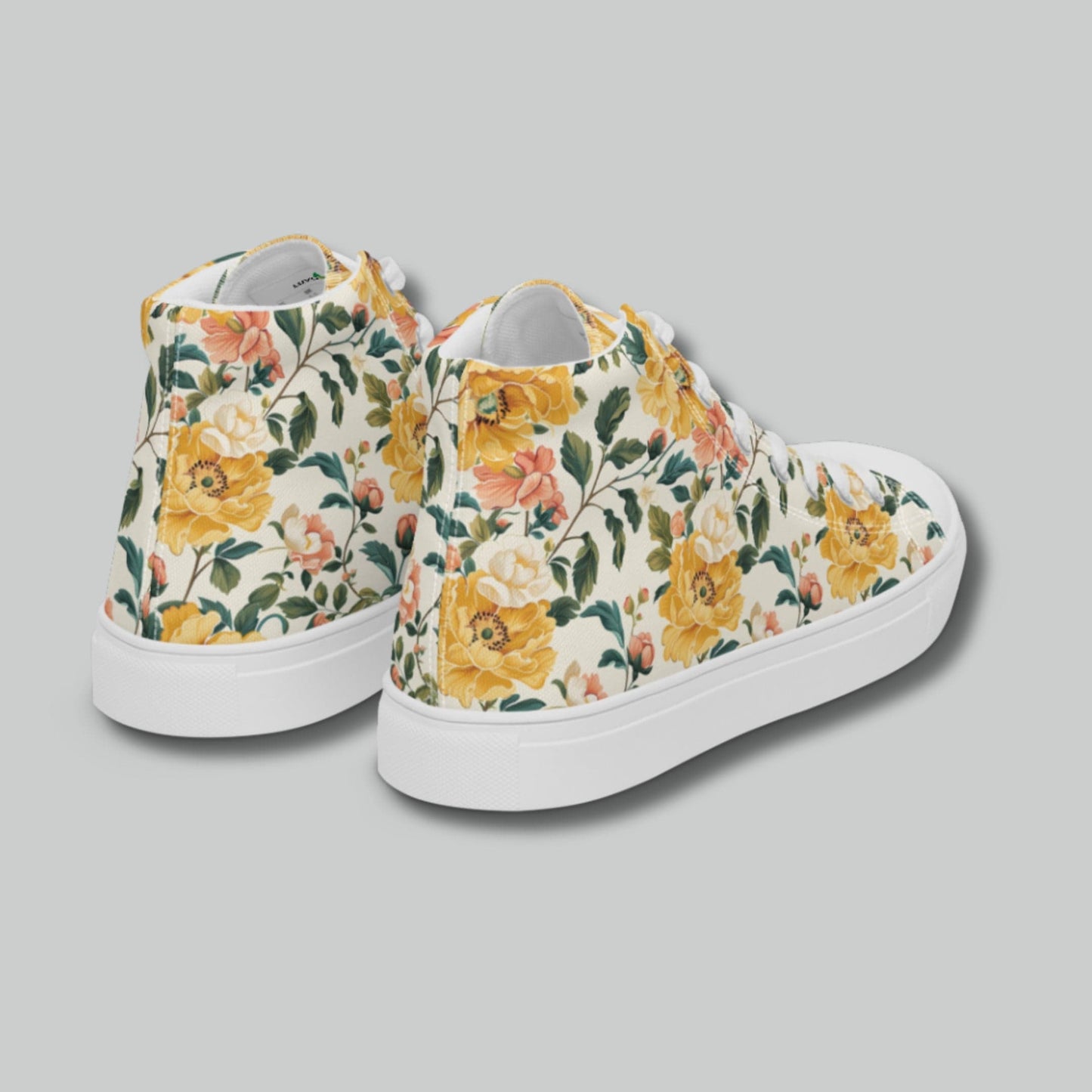 Yellow Floral High Top Canvas Shoes