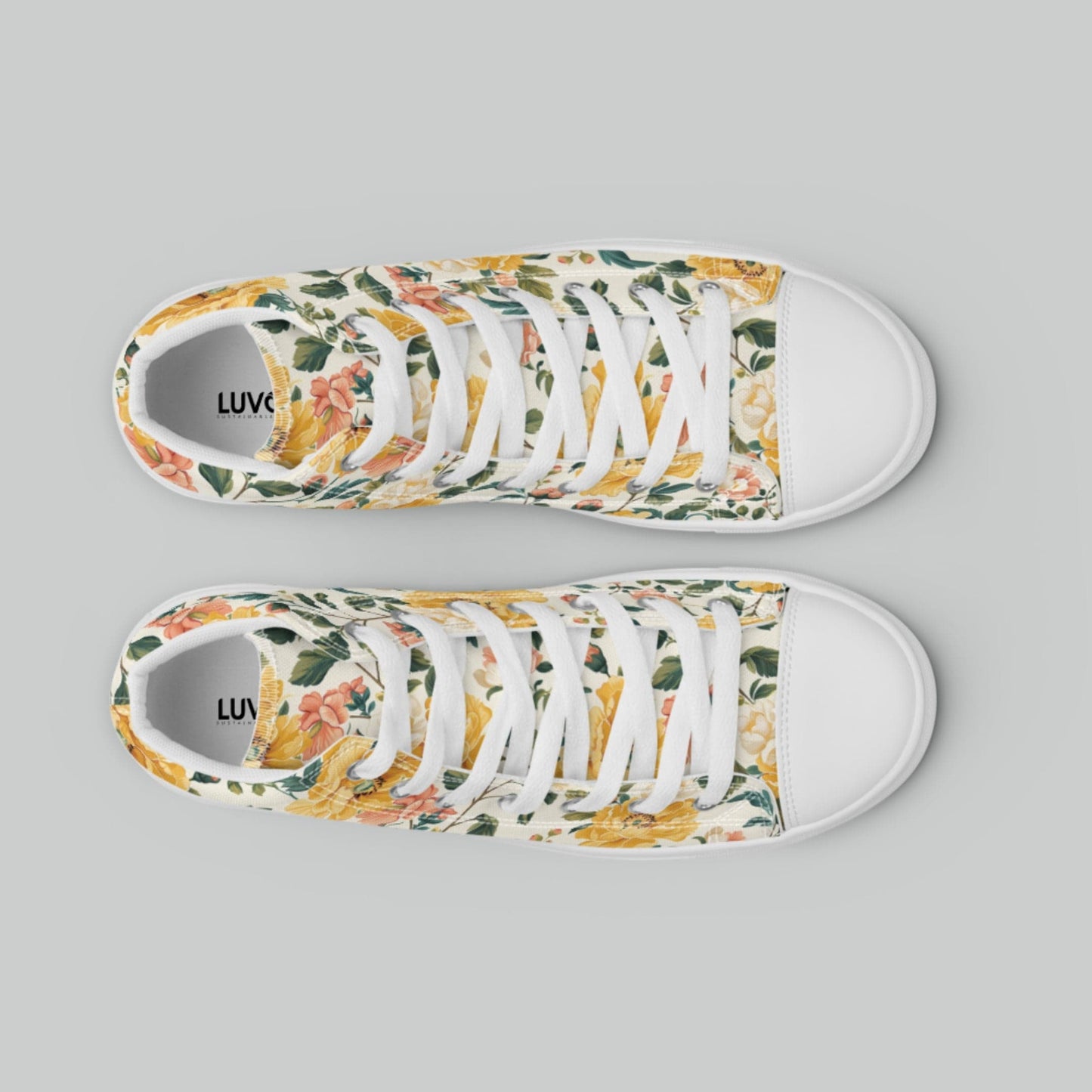 Yellow Floral High Top Canvas Shoes