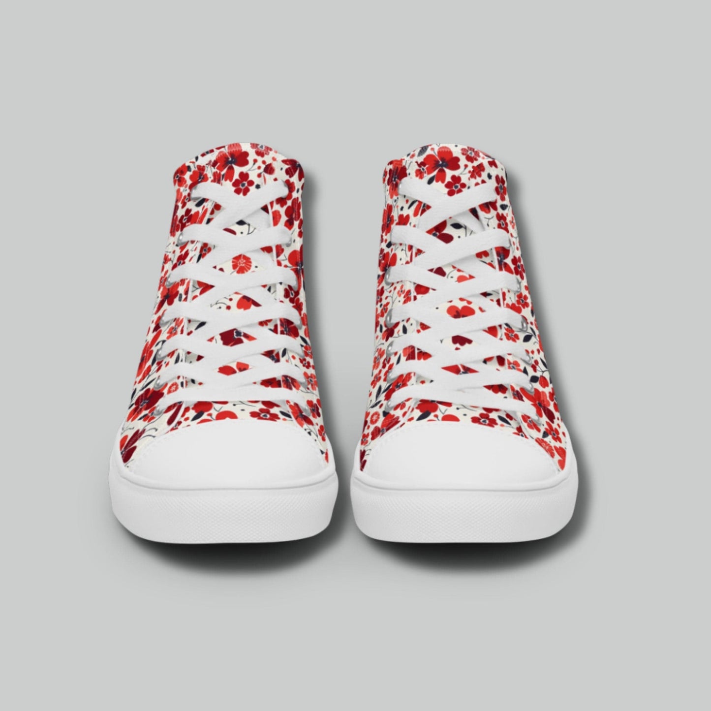 Red Floral High Top Canvas Shoes