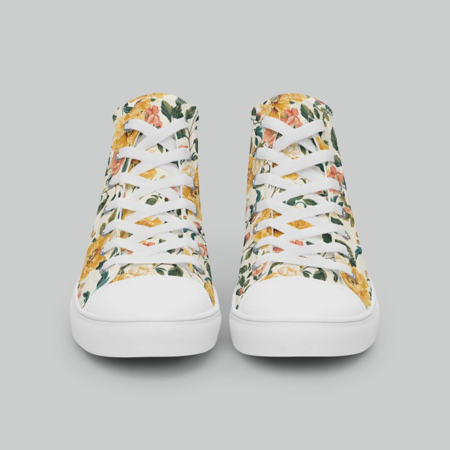 Yellow Floral High Top Canvas Shoes