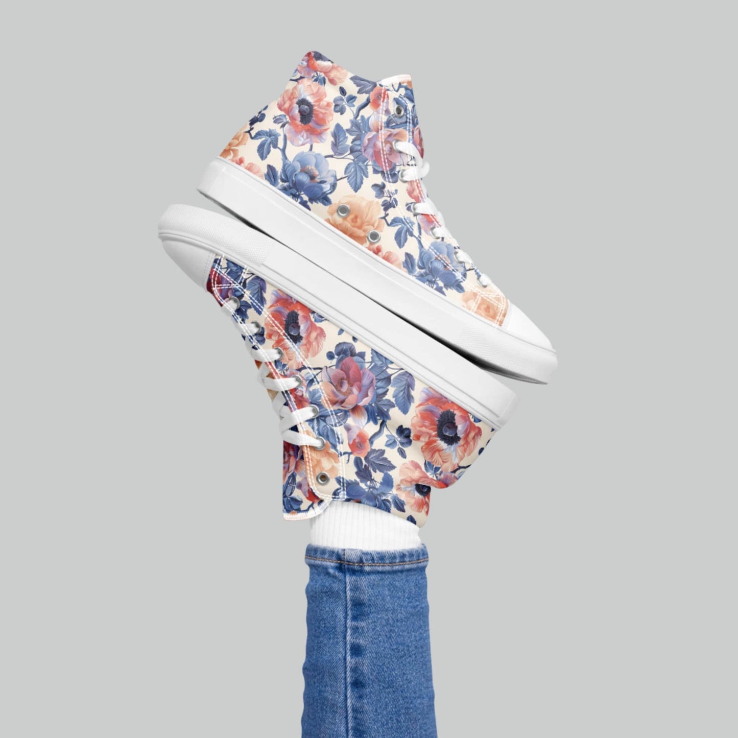 Vintage Floral High Top Canvas Shoes