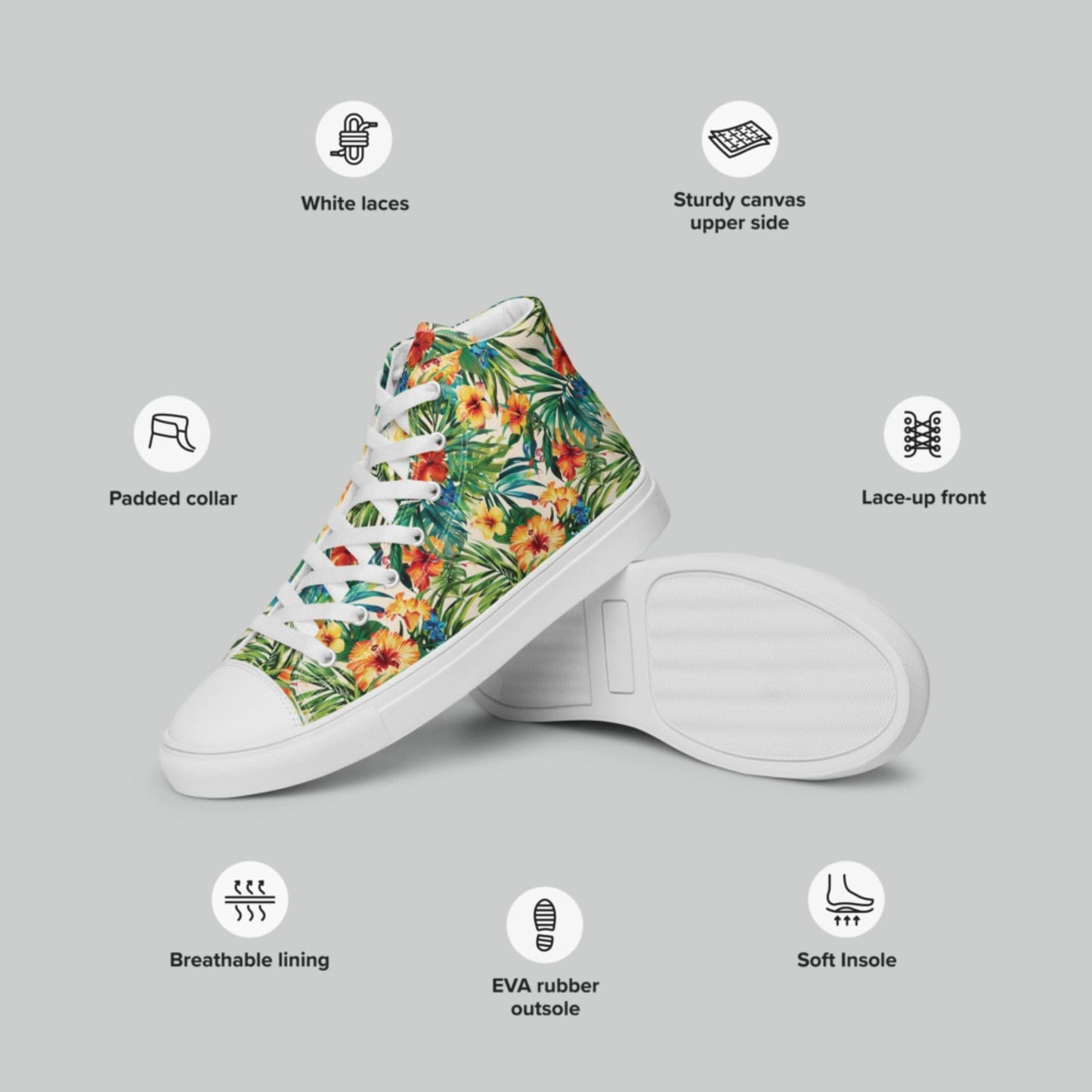Tropical Paradise High Top Canvas Shoes