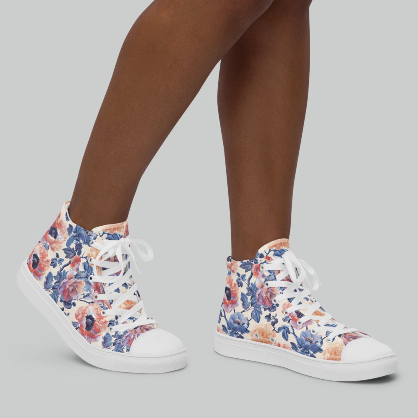 Vintage Floral High Top Canvas Shoes