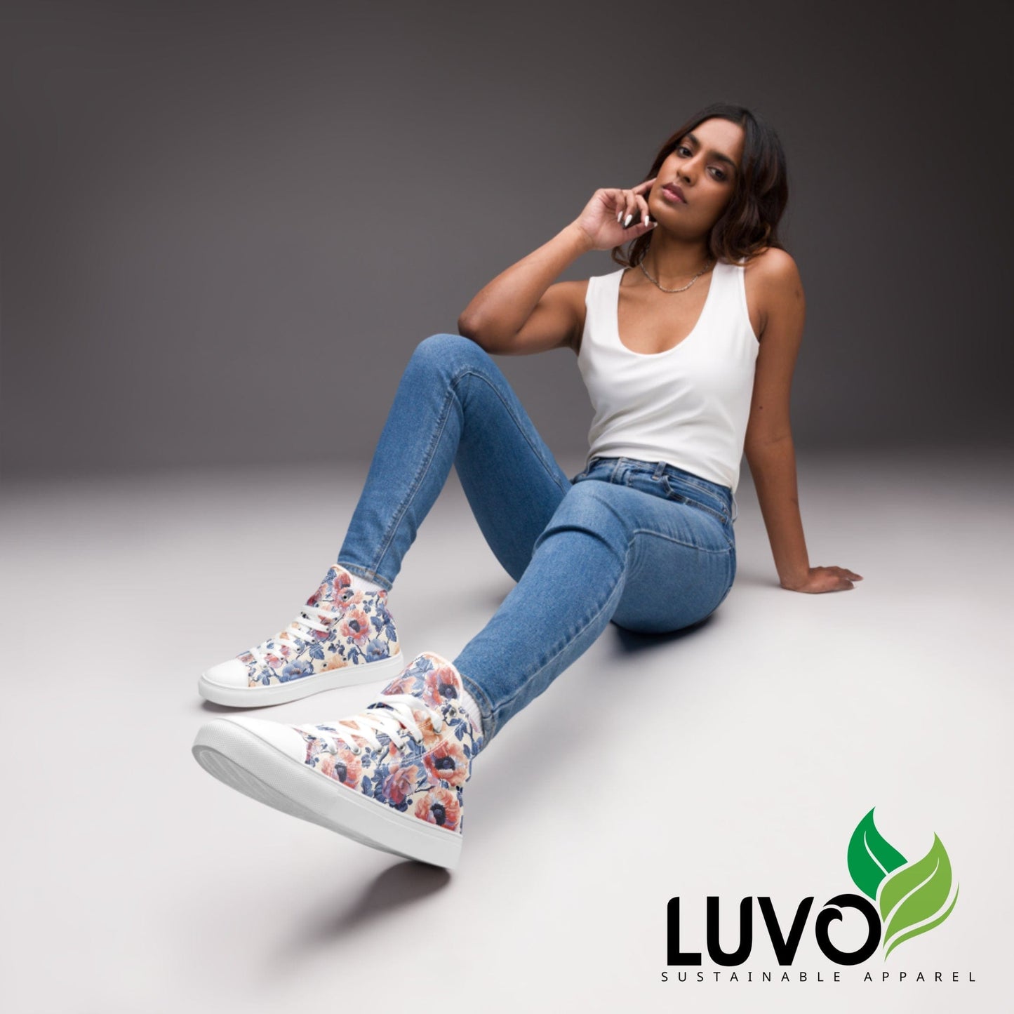 Vintage Floral High Top Canvas Shoes