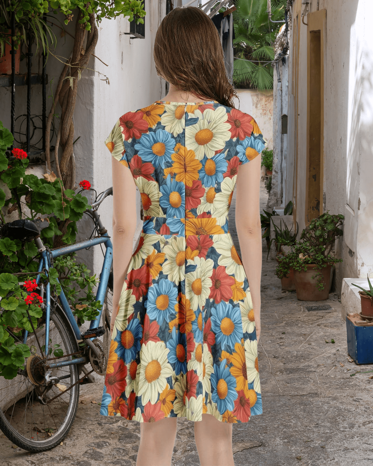Golden Meadow Bloom Midi Dress