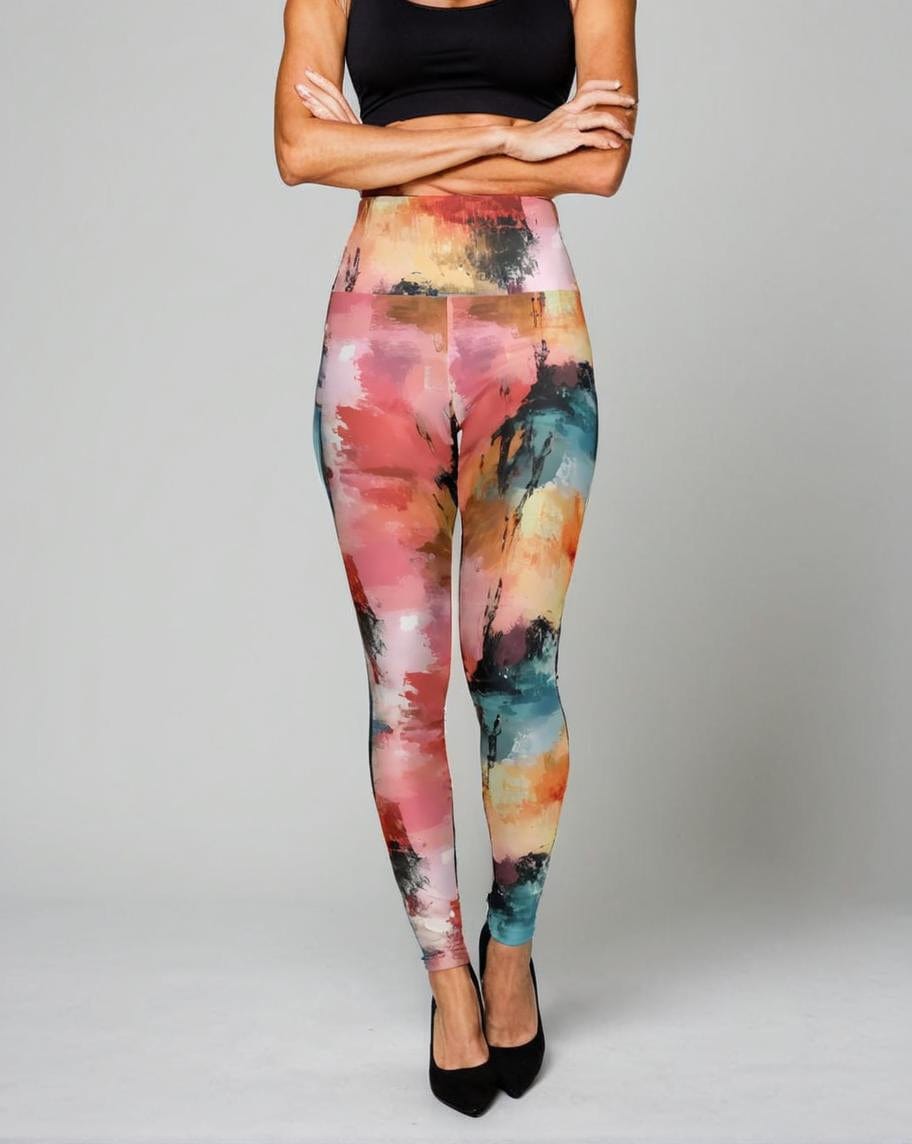 High-Waisted Leggings, Abstract Brushstroke