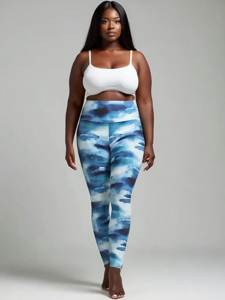 High-Waisted Leggings, Blue Mist