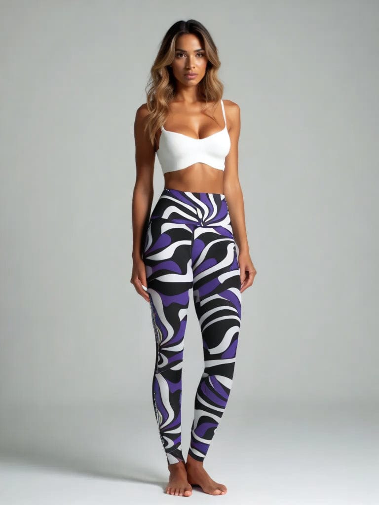High-Waisted Leggings, Violet Swirl