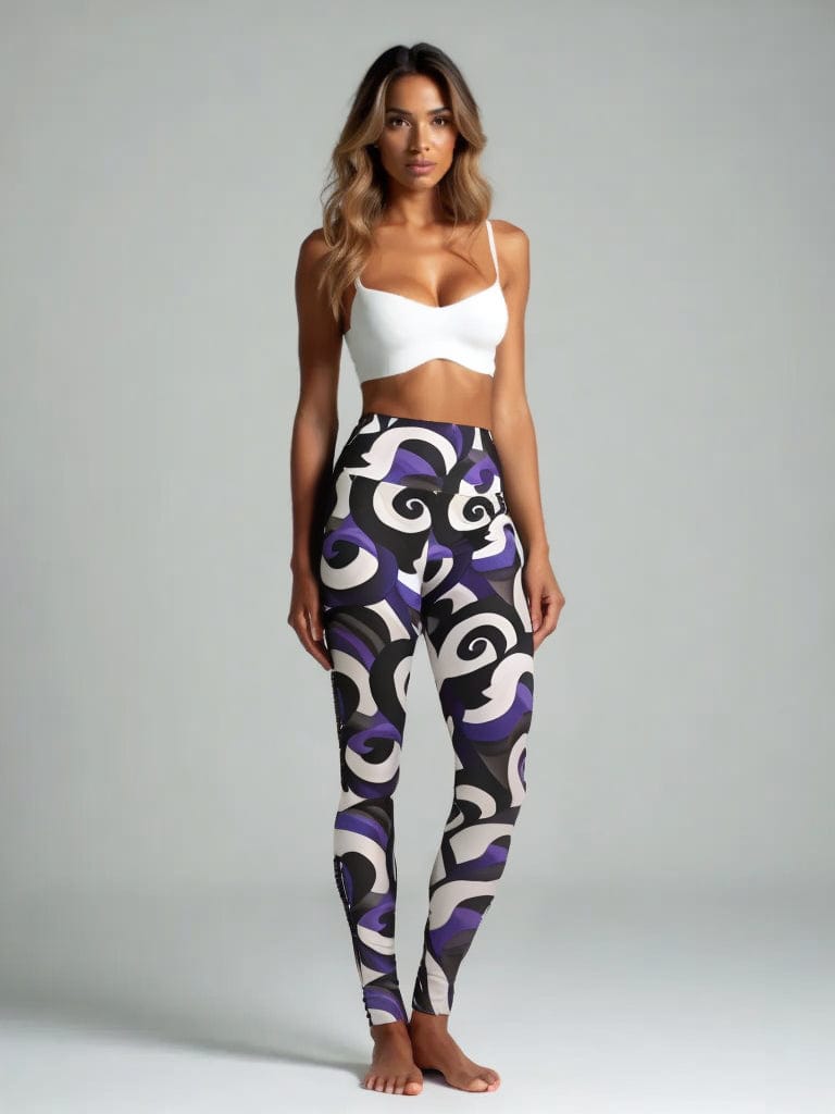 High-Waisted Leggings, Purple Curl