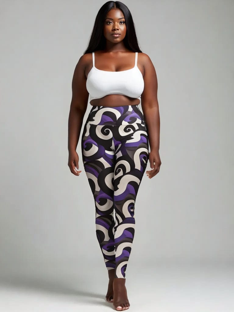 High-Waisted Leggings, Purple Curl