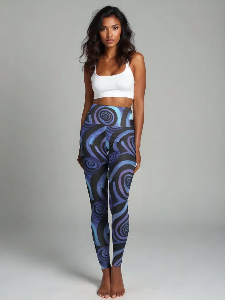 High-Waisted Leggings, Midnight Ripples