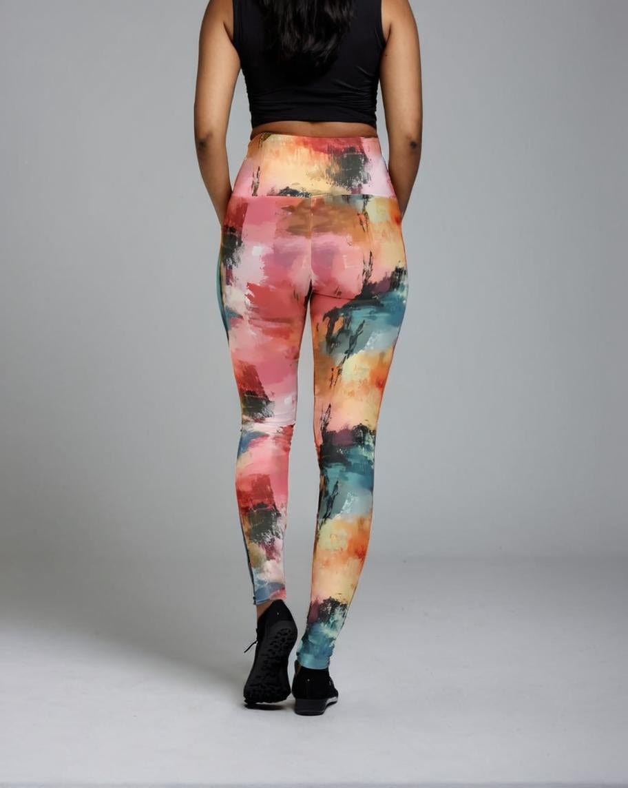 High-Waisted Leggings, Abstract Brushstroke