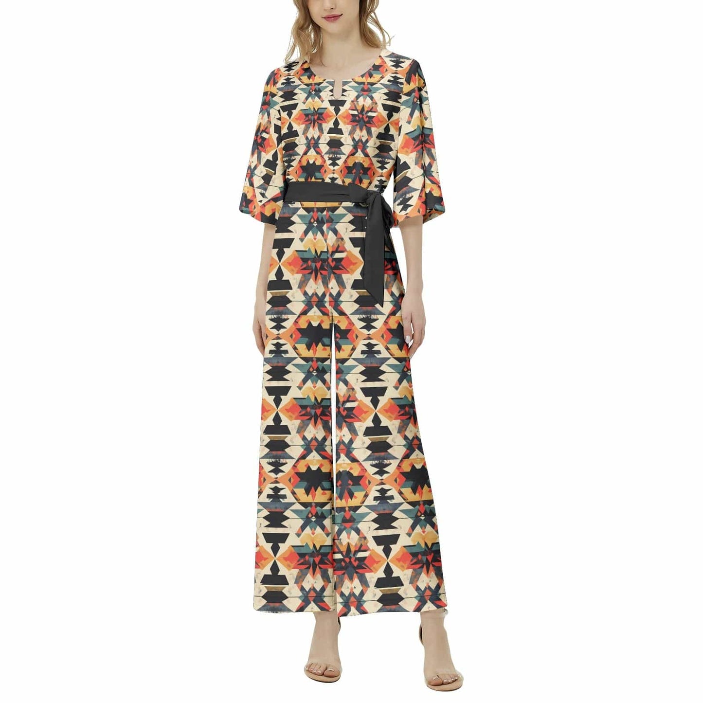 Dolman Sleeve Belted Wide Leg Jumpsuit