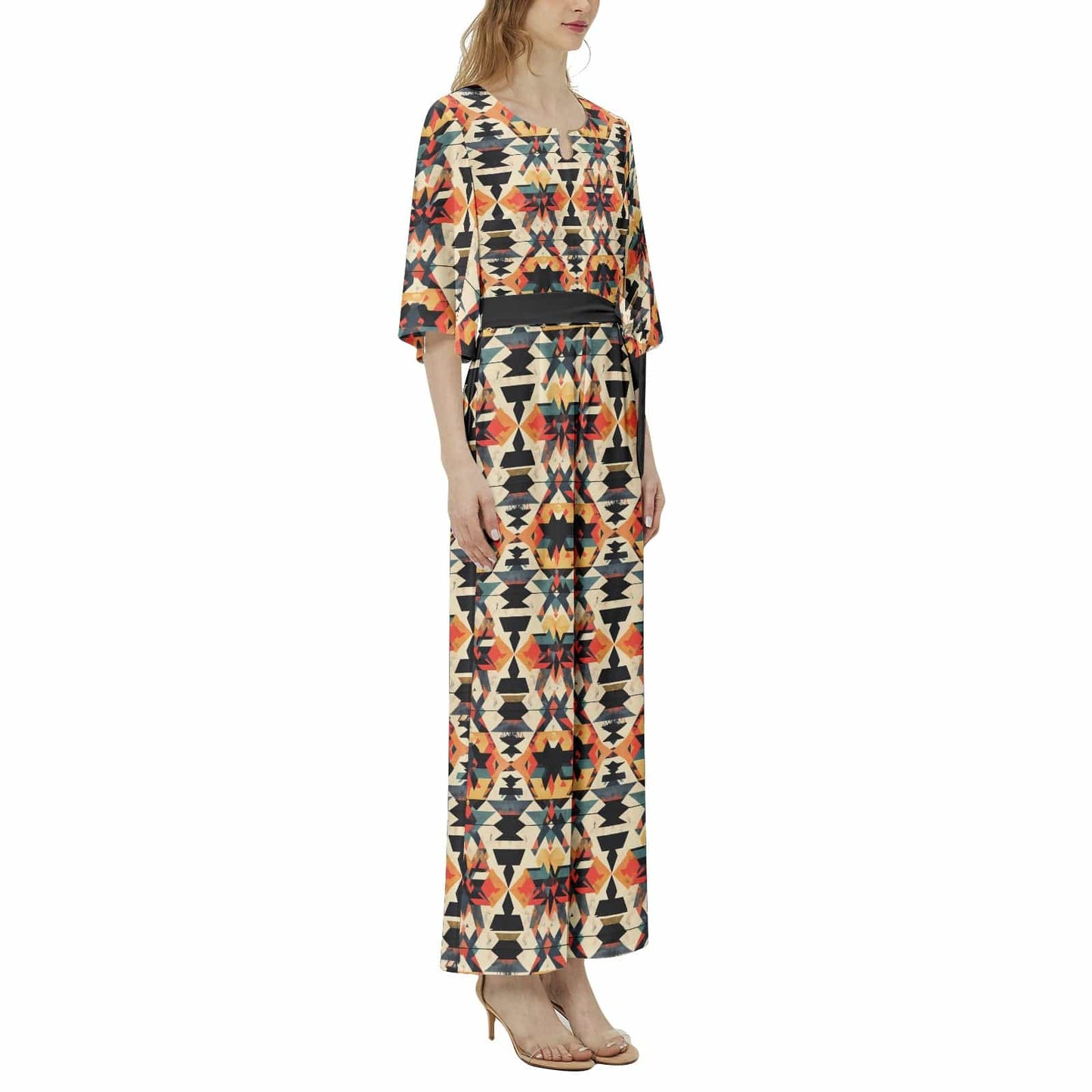 Dolman Sleeve Belted Wide Leg Jumpsuit