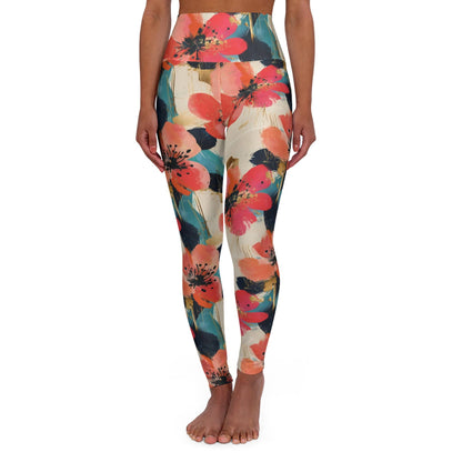 High Waisted Leggings, Floral Burst