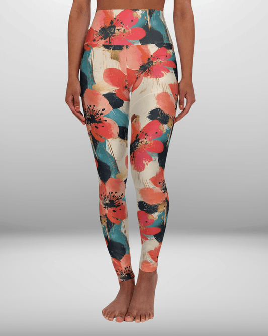 High Waisted Leggings, Floral Burst