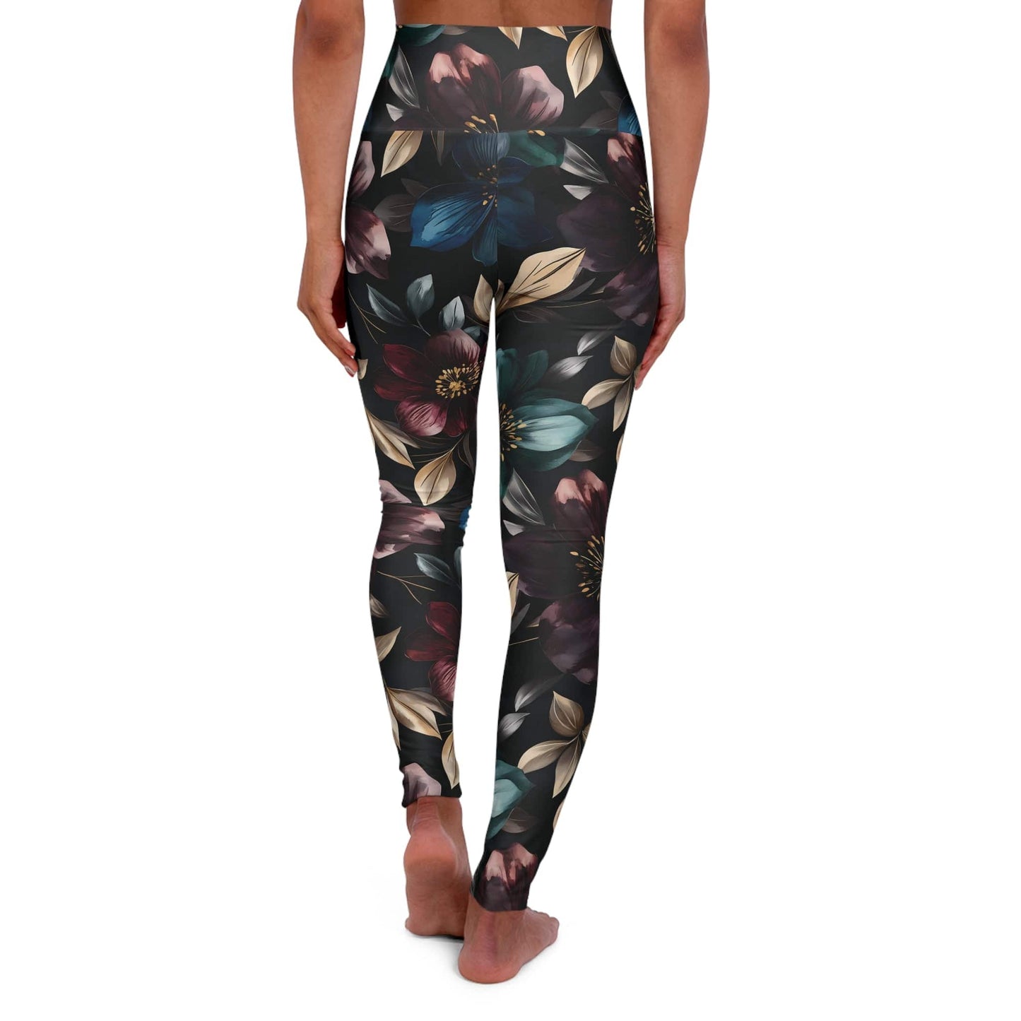 High Waisted Leggings, Moody Florals