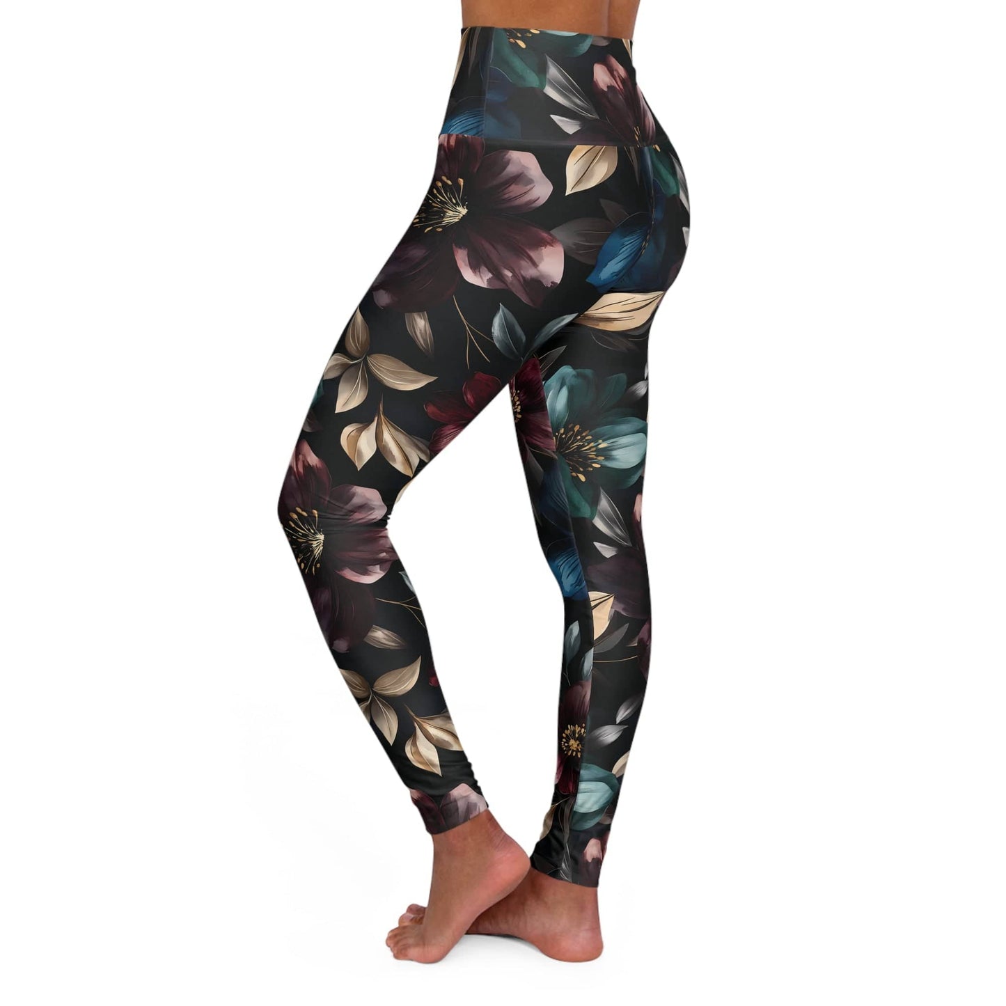 High Waisted Leggings, Moody Florals