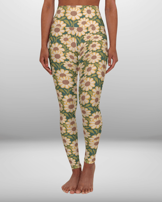 High Waisted Leggings, Retro Floral