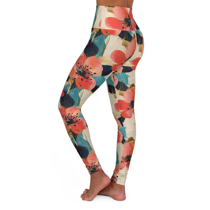 High Waisted Leggings, Floral Burst