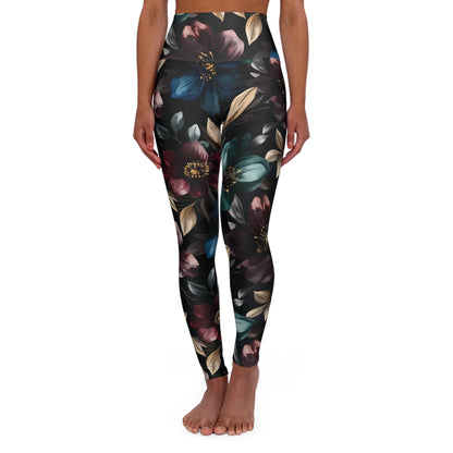 High Waisted Leggings, Moody Florals