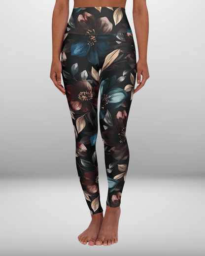High Waisted Leggings, Moody Florals