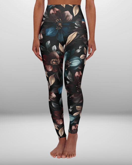 High Waisted Leggings, Moody Florals