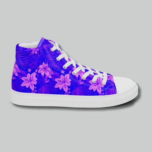 Purple Tropical Bloom High Top Canvas Shoes