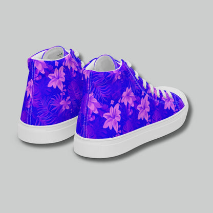 Purple Tropical Bloom High Top Canvas Shoes