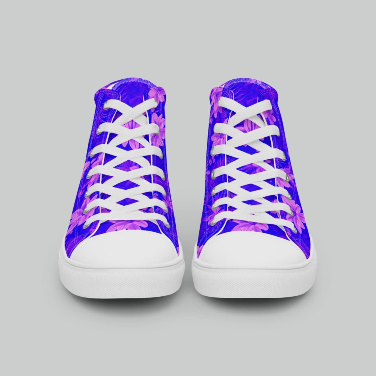 Purple Tropical Bloom High Top Canvas Shoes