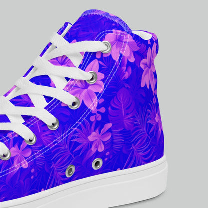 Purple Tropical Bloom High Top Canvas Shoes