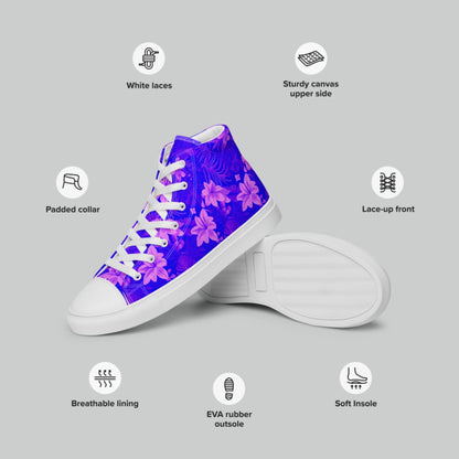 Purple Tropical Bloom High Top Canvas Shoes