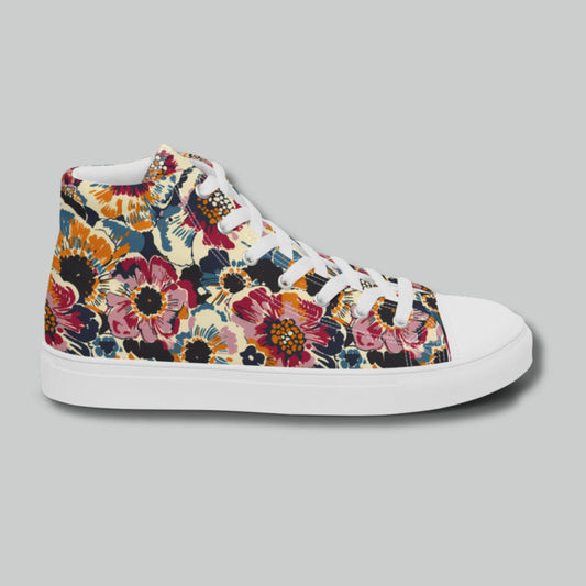 Bold Vintage Floral High Top Canvas Shoes