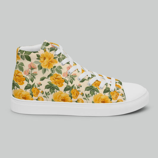Golden Floral High Top Canvas Shoes