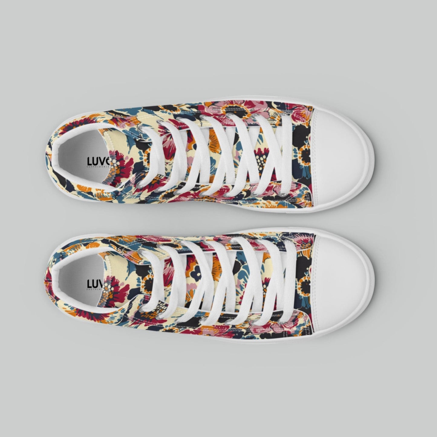 Bold Vintage Floral High Top Canvas Shoes