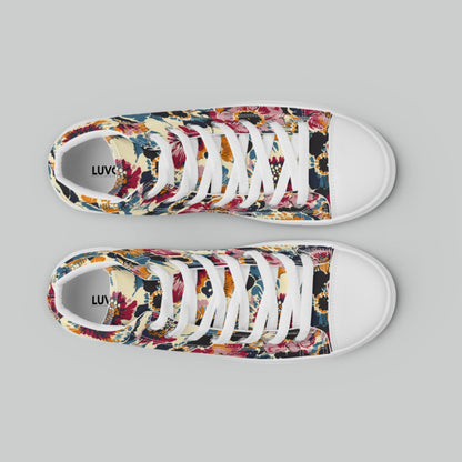 Bold Vintage Floral High Top Canvas Shoes