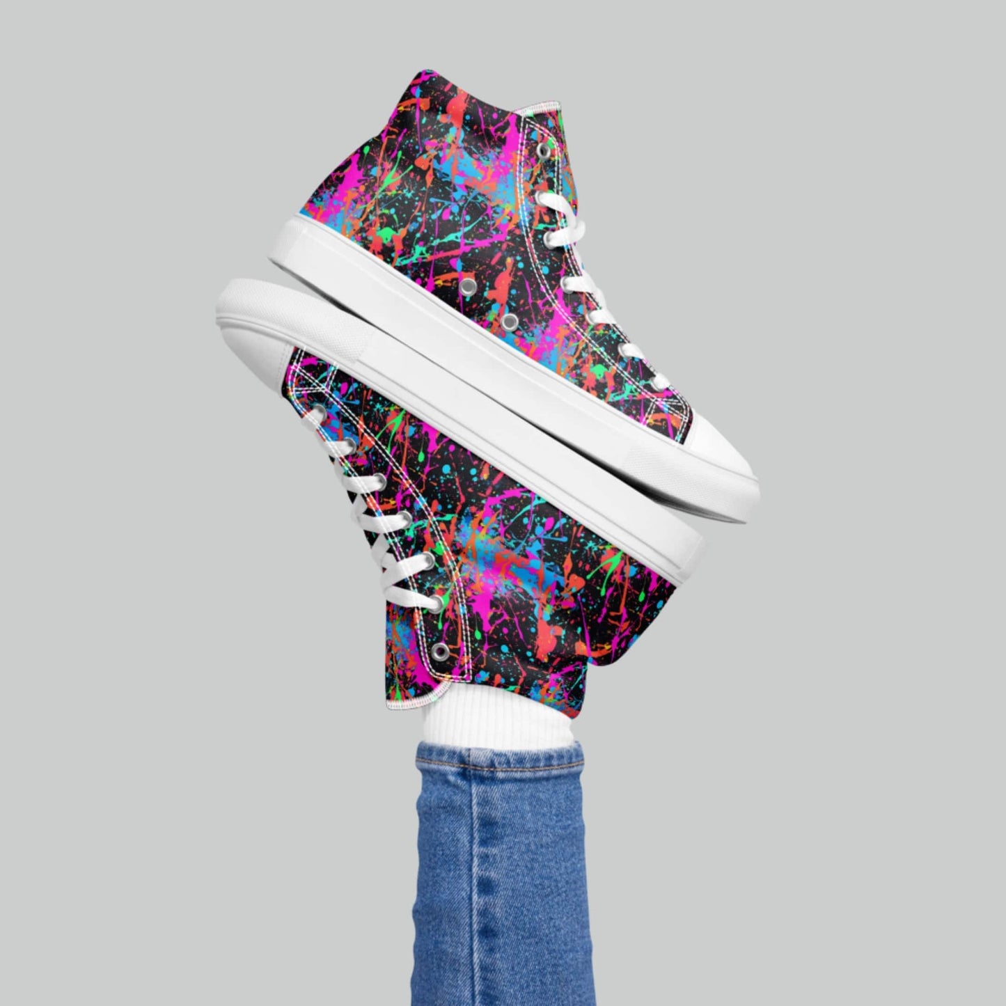 Neon Splash High Top Canvas Shoes