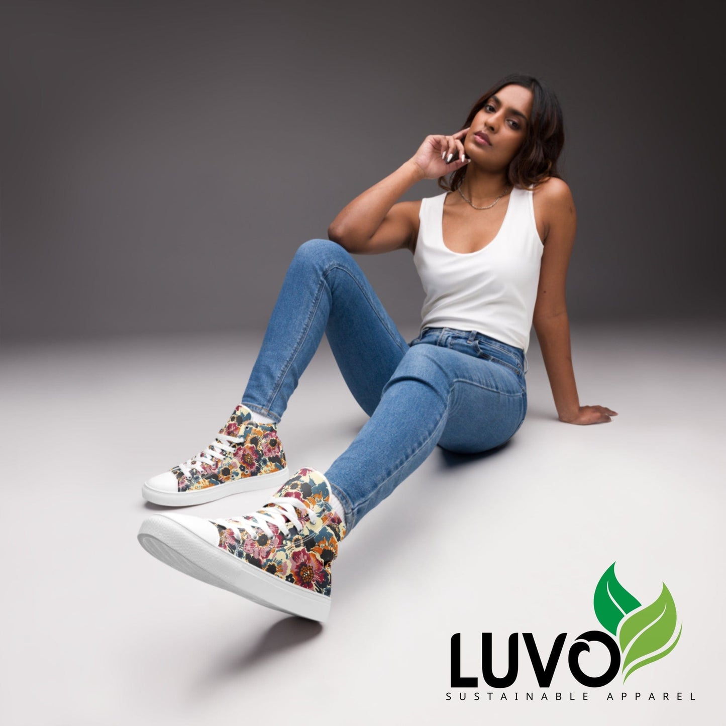 Bold Vintage Floral High Top Canvas Shoes