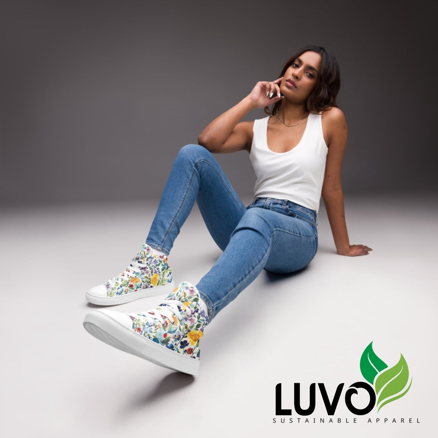 Colorful Garden High Top Canvas Shoes