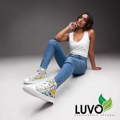 Colorful Garden High Top Canvas Shoes