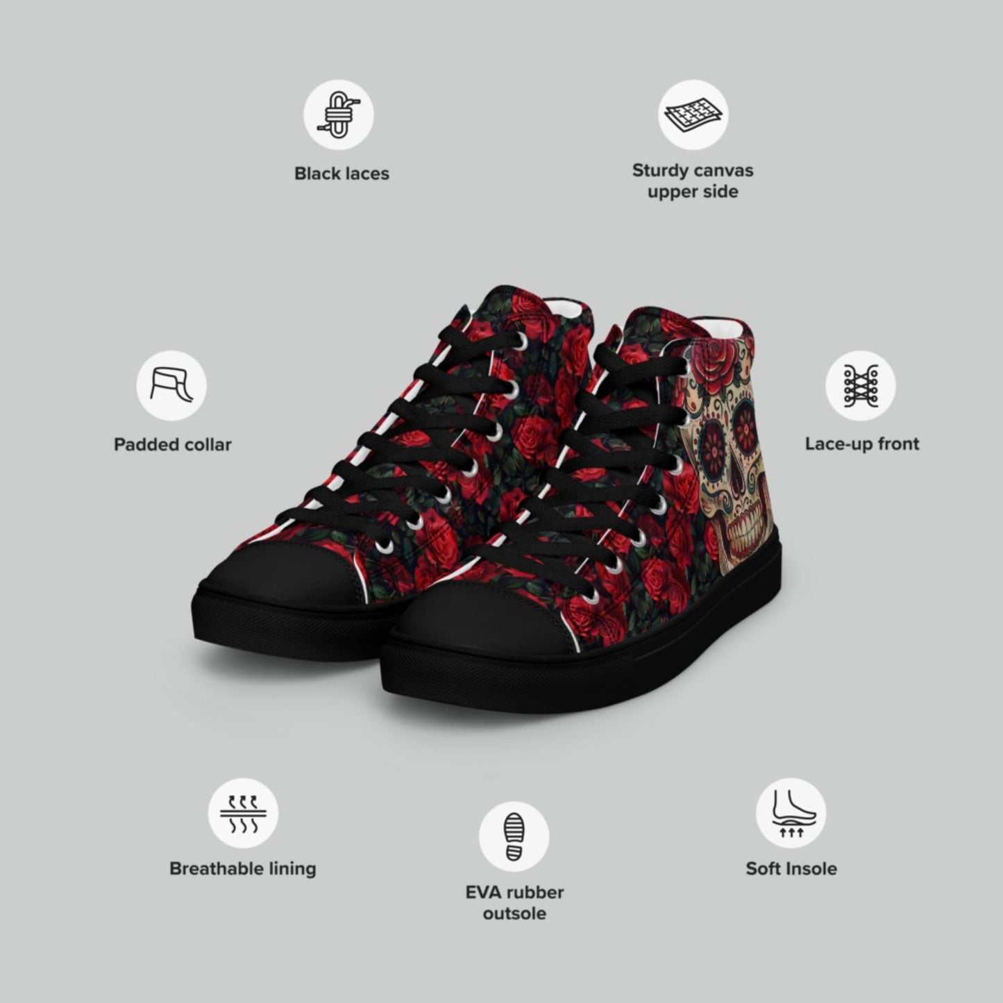 Sugar Skull High Top Canvas Shoes