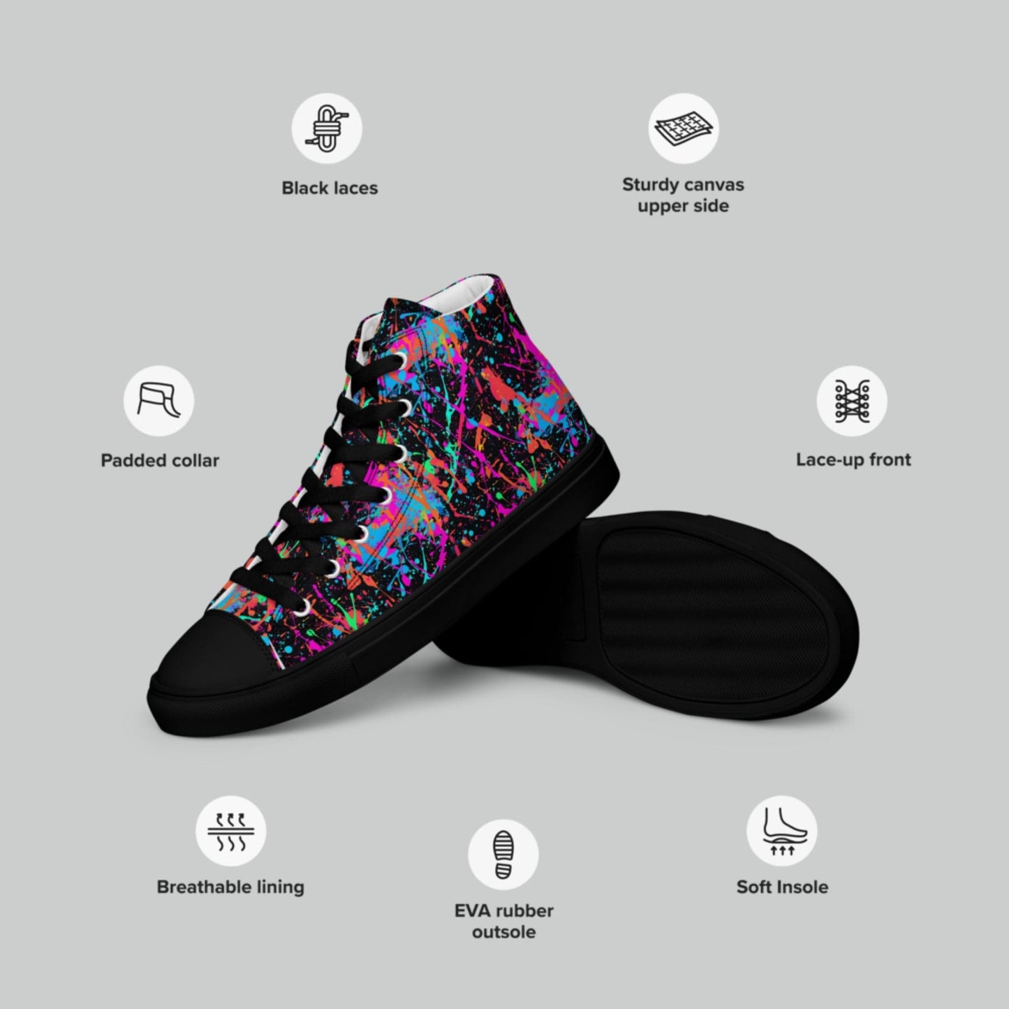 Neon Splash High Top Canvas Shoes