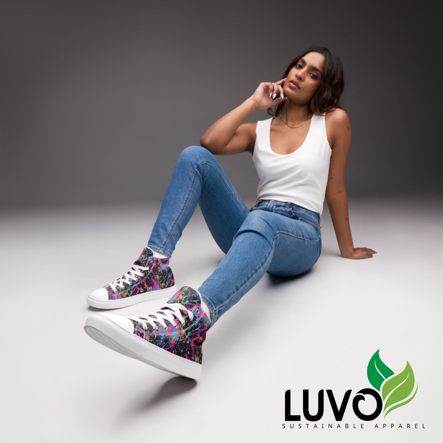 Neon Splash High Top Canvas Shoes