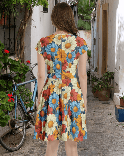 Golden Meadow Bloom Midi Dress