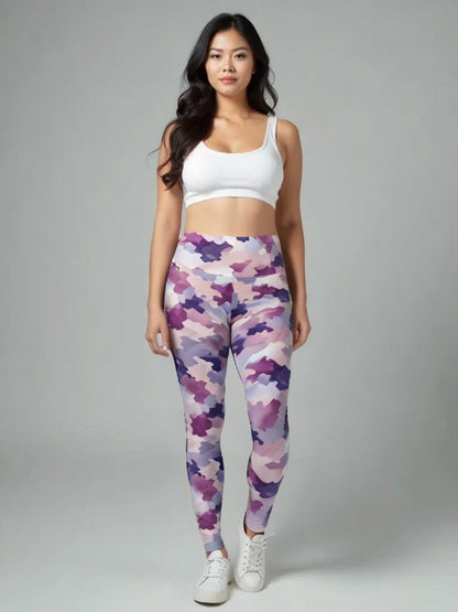 High-Waisted Leggings, Pastel Camo