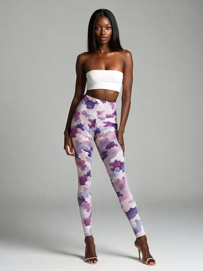 High-Waisted Leggings, Pastel Camo